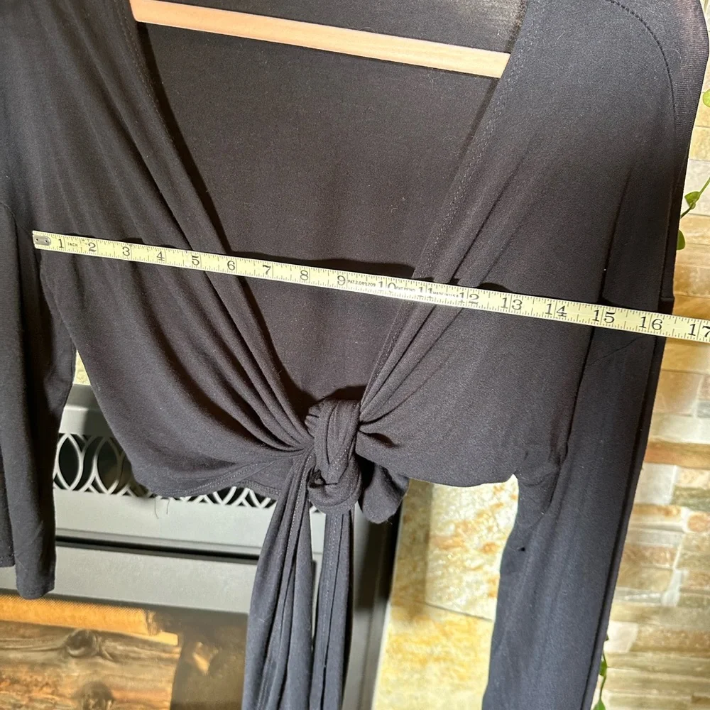 Olivia Rae Black Soft Flowy Front-Tie Cardigan - Casual & Cute! - Picture 7 of 9